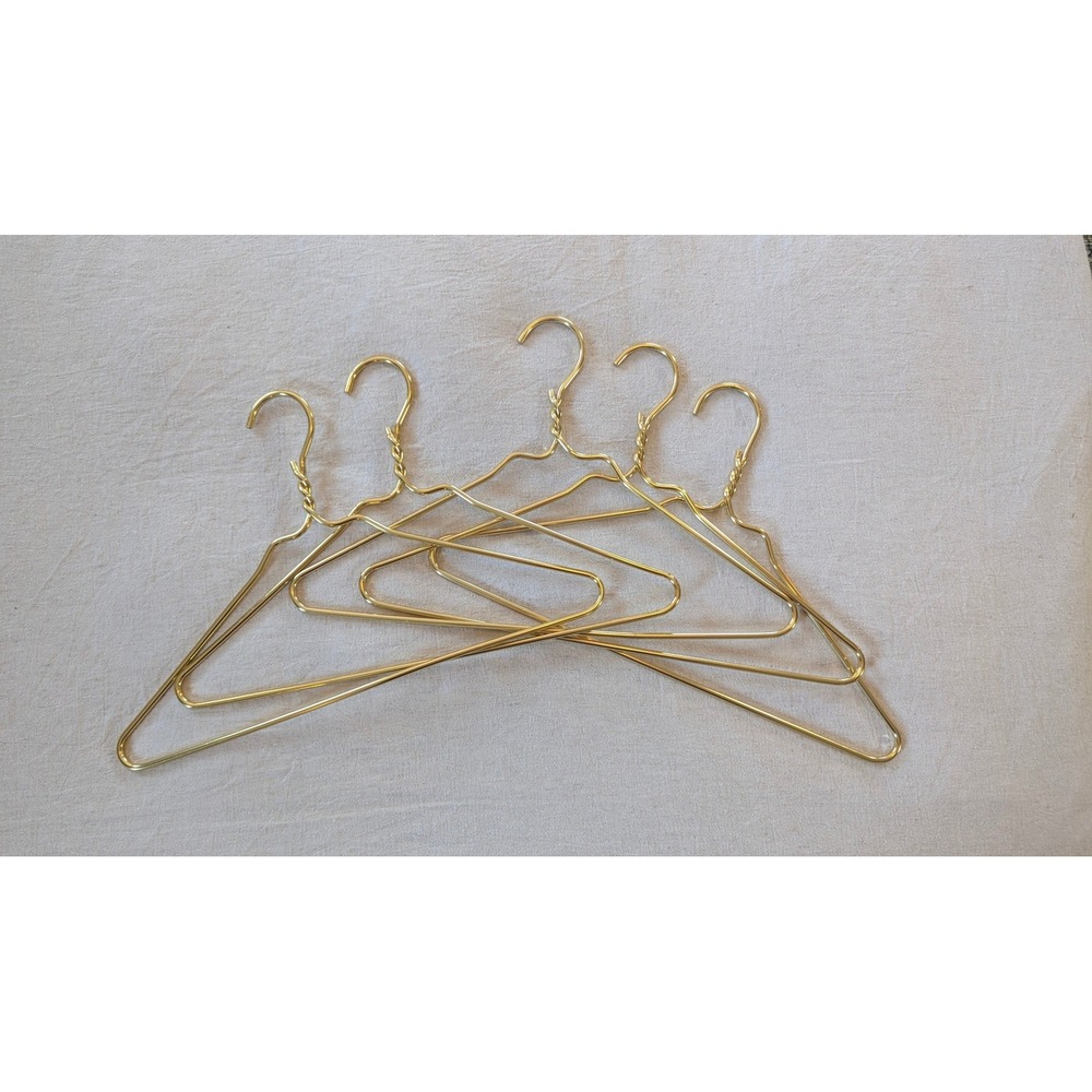 Boutique Hangers Gold Tone Aluminum Set of 5 Twisted Neck Minimalist Retro